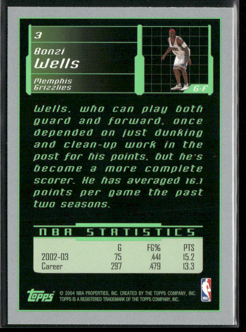 Bonzi Wells 2003-04 Topps Rookie Matrix #3 Memphis Grizzlies