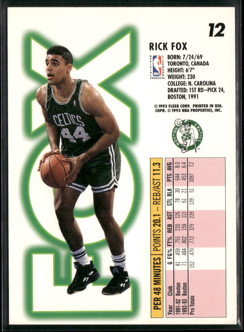 Rick Fox 1993-94 Fleer #12 Boston Celtics