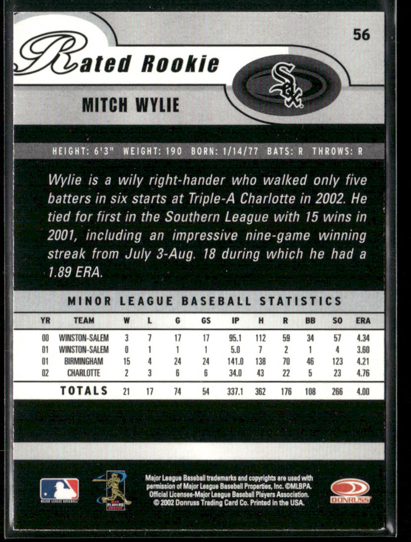 Mitch Wylie 2003 Donruss #56 Chicago White Sox