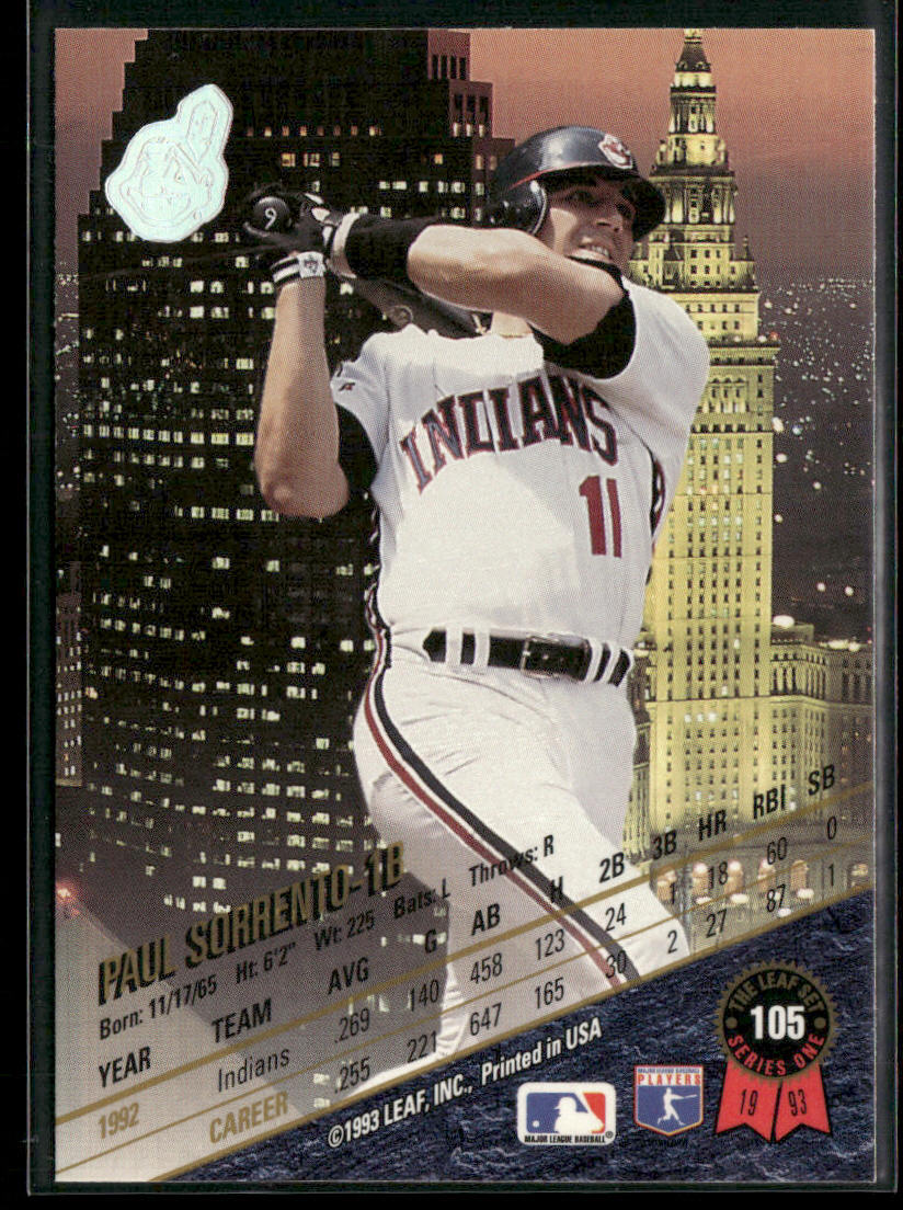 Paul Sorrento 1993 Leaf #105 Cleveland Indians