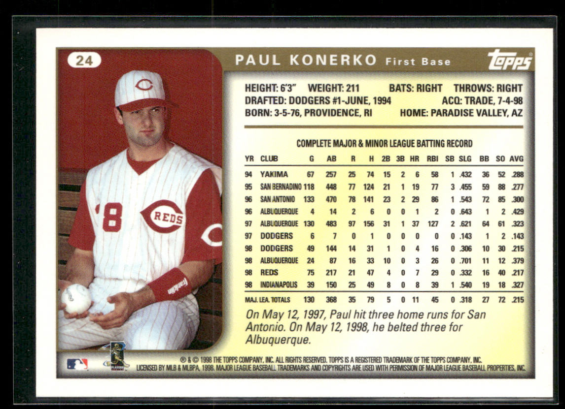 Paul Konerko 1999 Topps #24 Cincinnati Reds