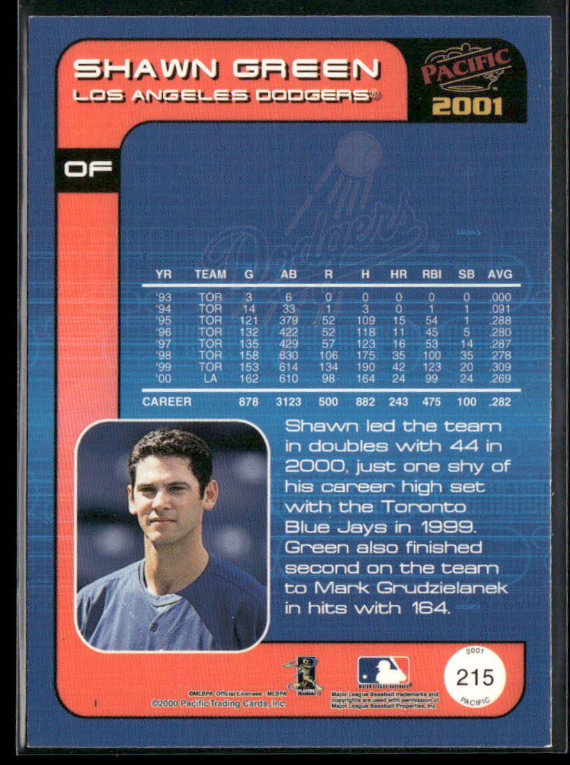 Shawn Green 2001 Pacific #215 Los Angeles Dodgers