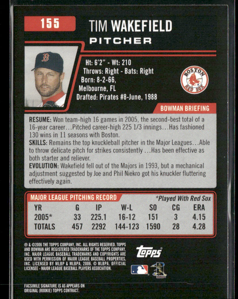 Tim Wakefield 2006 Bowman #155 Boston Red Sox