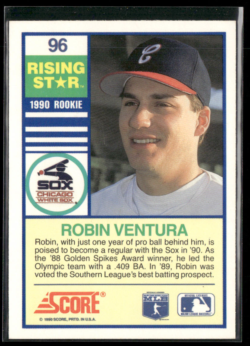 Robin Ventura 1990 Score 100 Rising Stars #96 Chicago White Sox back