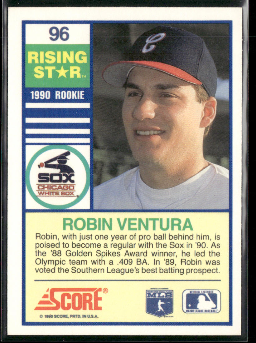 Robin Ventura 1990 Score 100 Rising Stars #96 Chicago White Sox back