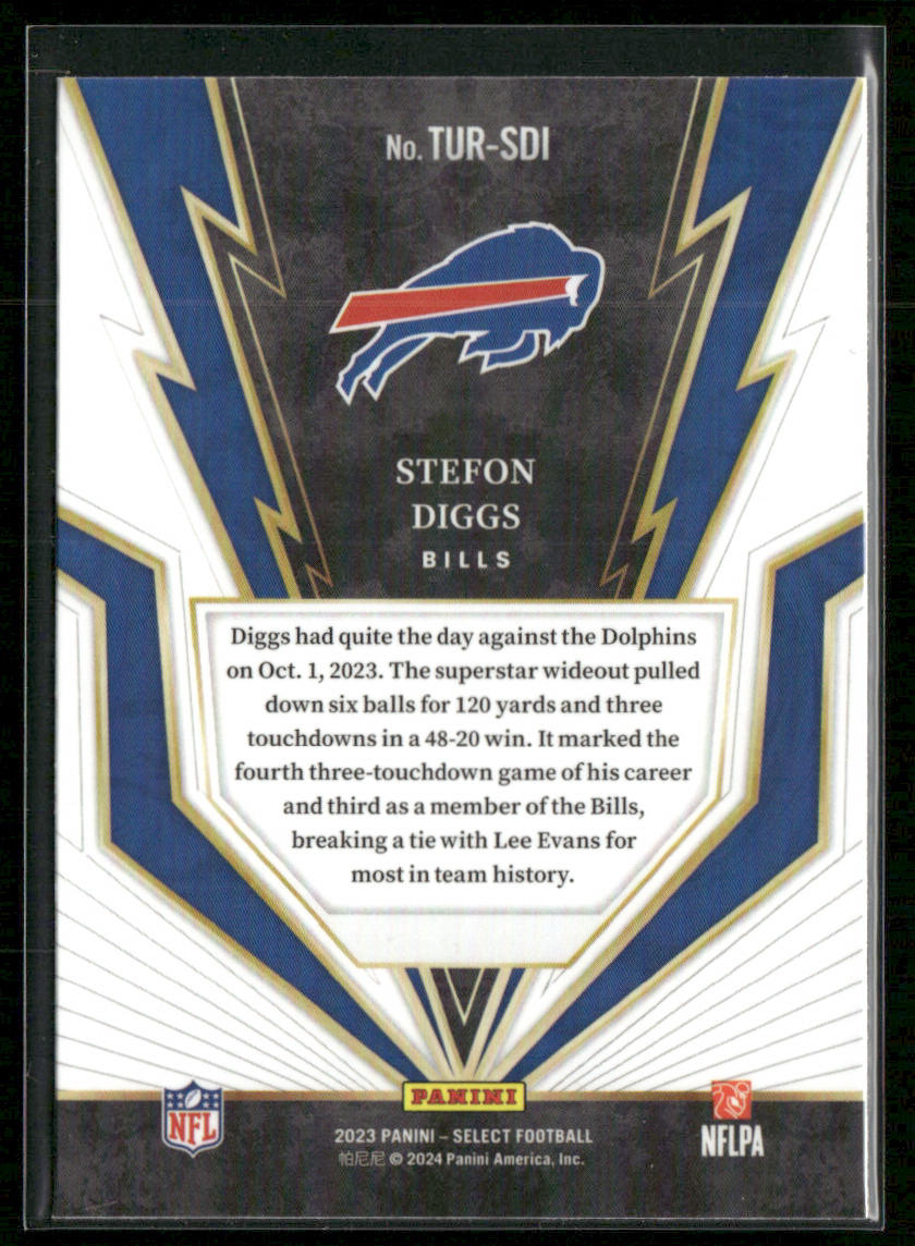 Stefon Diggs 2023 Panini Select Turbocharged #TUR-SDI Buffalo Bills back