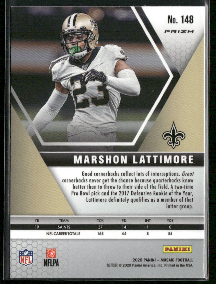 Marshon Lattimore 2020 Panini Mosaic Prizm Silver #148 New Orleans Saints