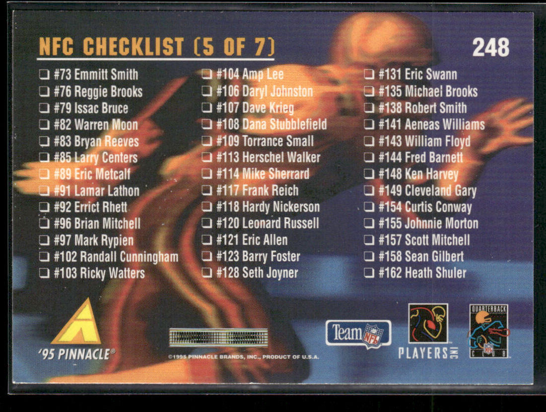 NFC Checklist 1995 Pinnacle #248 back