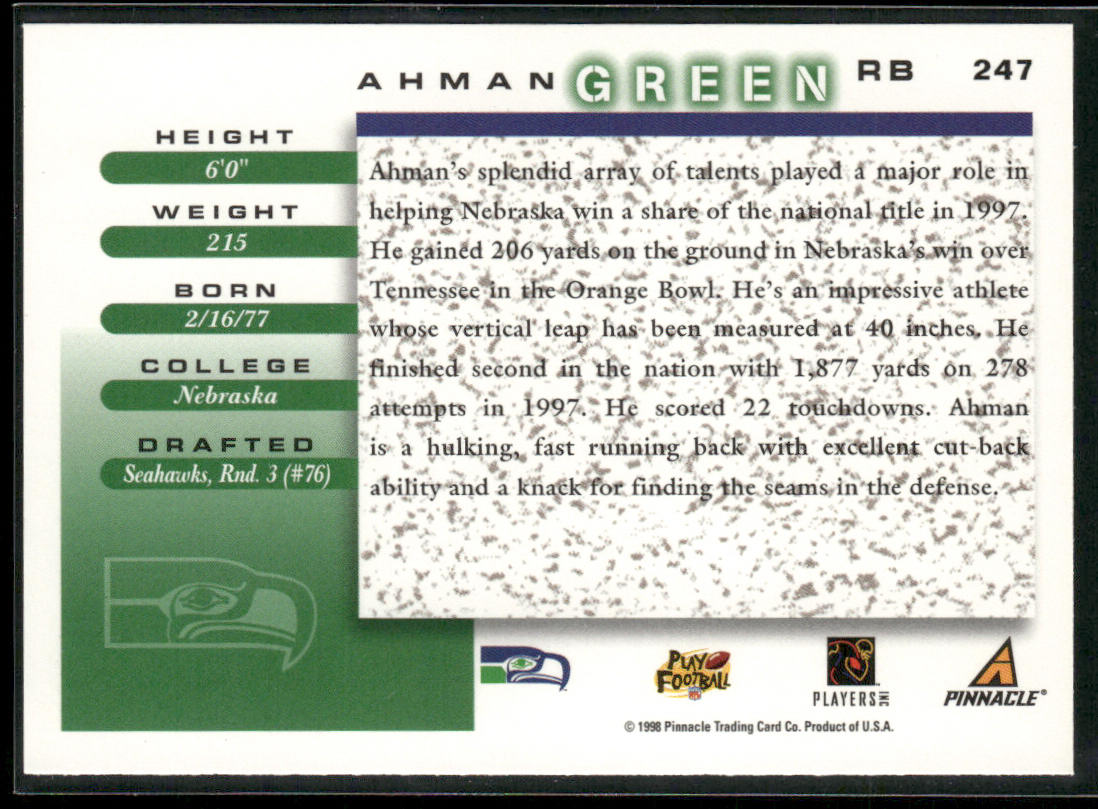 Ahman Green 1998 Score #247 RC Seattle Seahawks