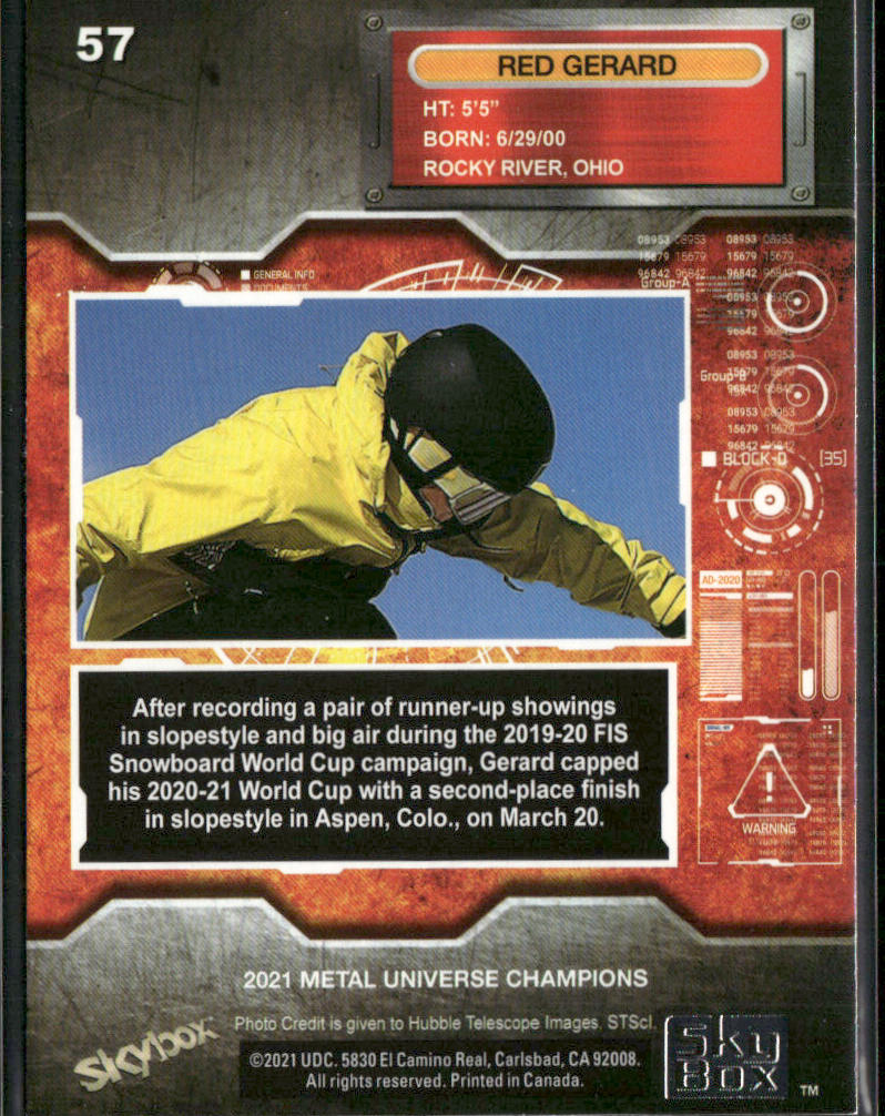 Red Gerard 2021 SkyBox Metal Universe Champions #57 back