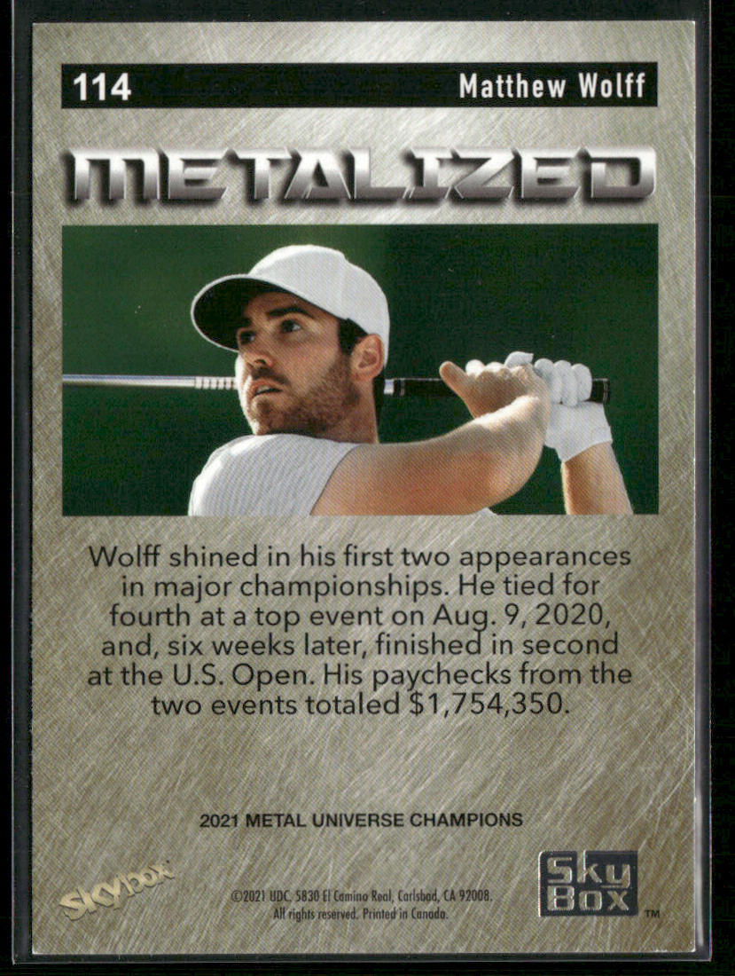 Matthew Wolff 2021 SkyBox Metal Universe Champions #114