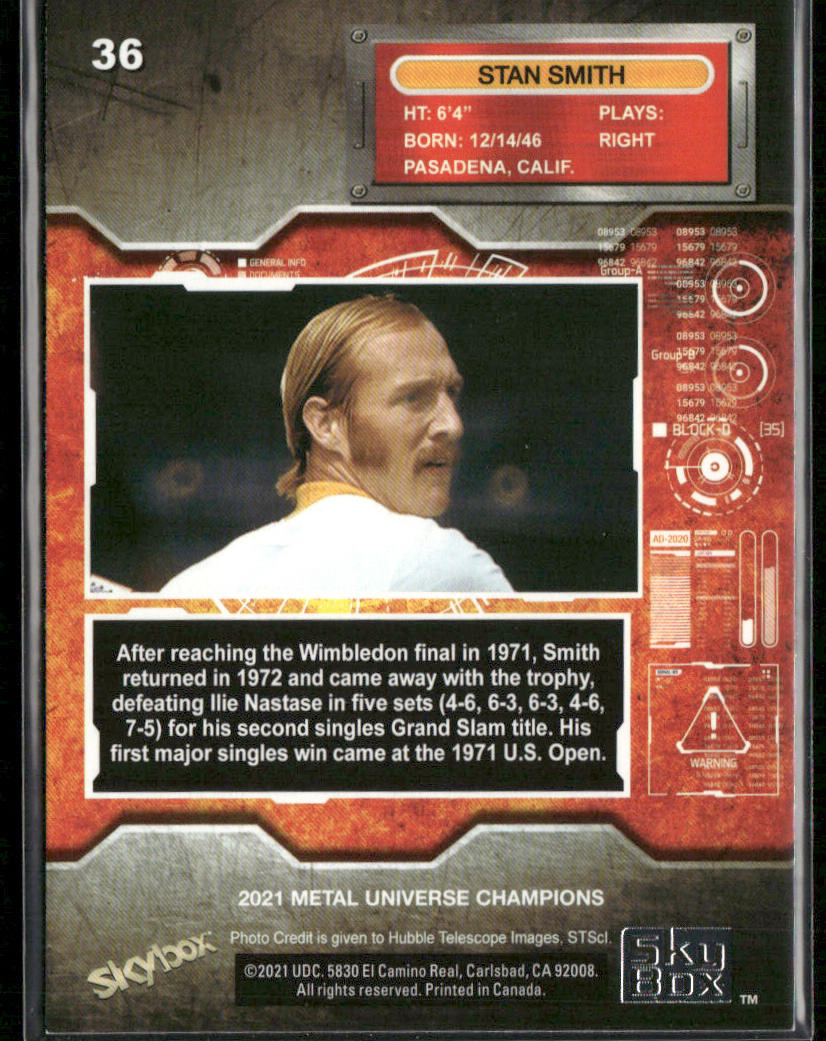 Stan Smith 2021 SkyBox Metal Universe Champions #36 back