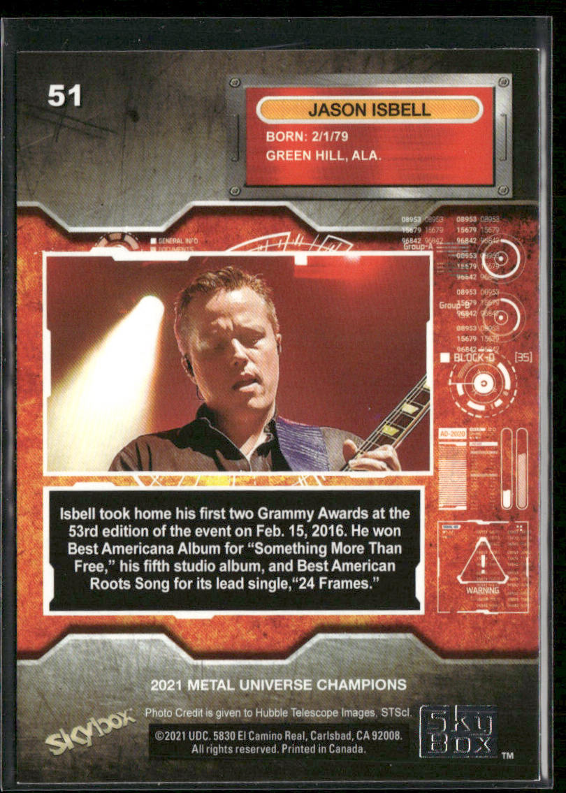 Jason Isbell 2021 SkyBox Metal Universe Champions #51 back