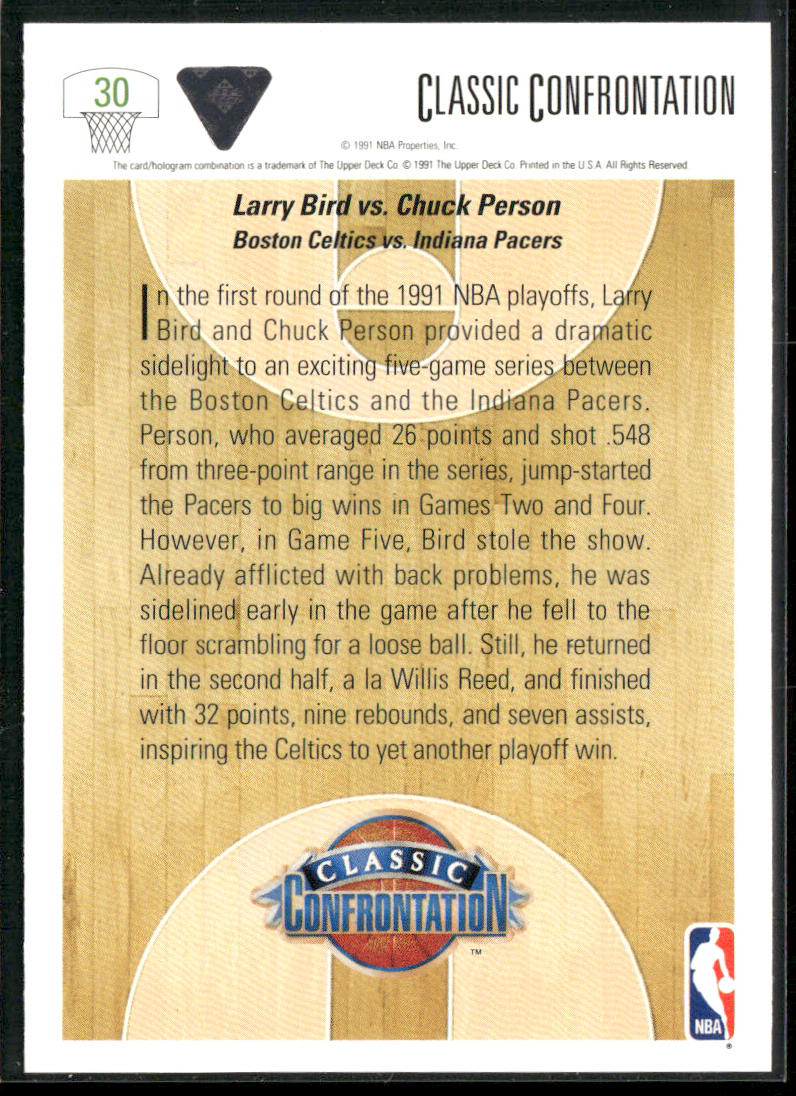 Bird vs. Person 1991-92 Upper Deck #30 back