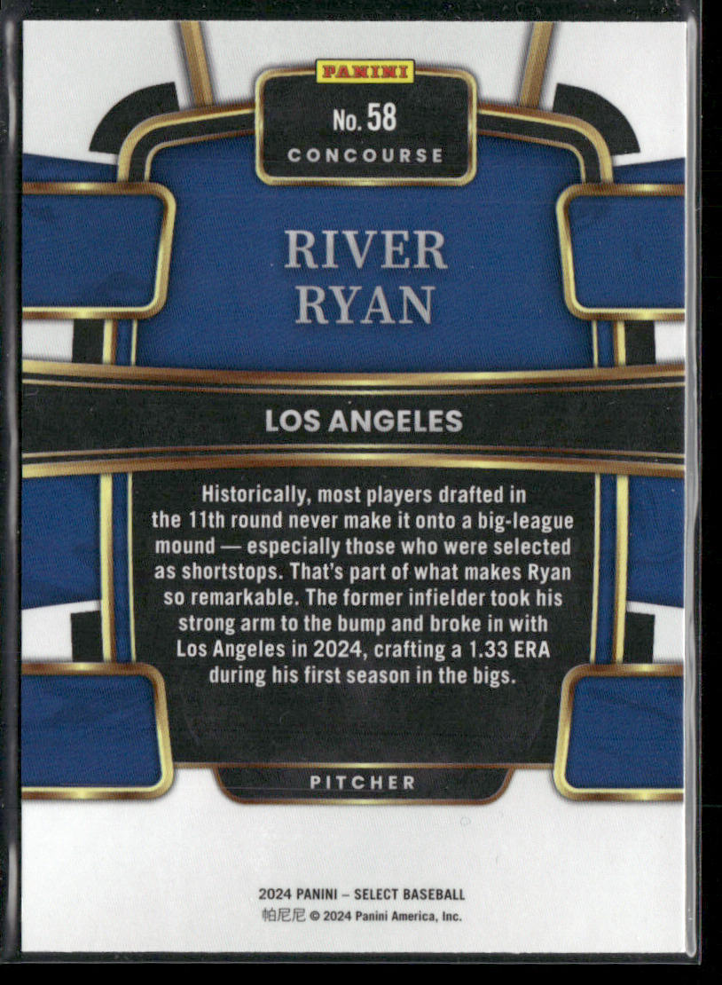River Ryan 2024 Panini Select #58 Los Angeles Dodgers
