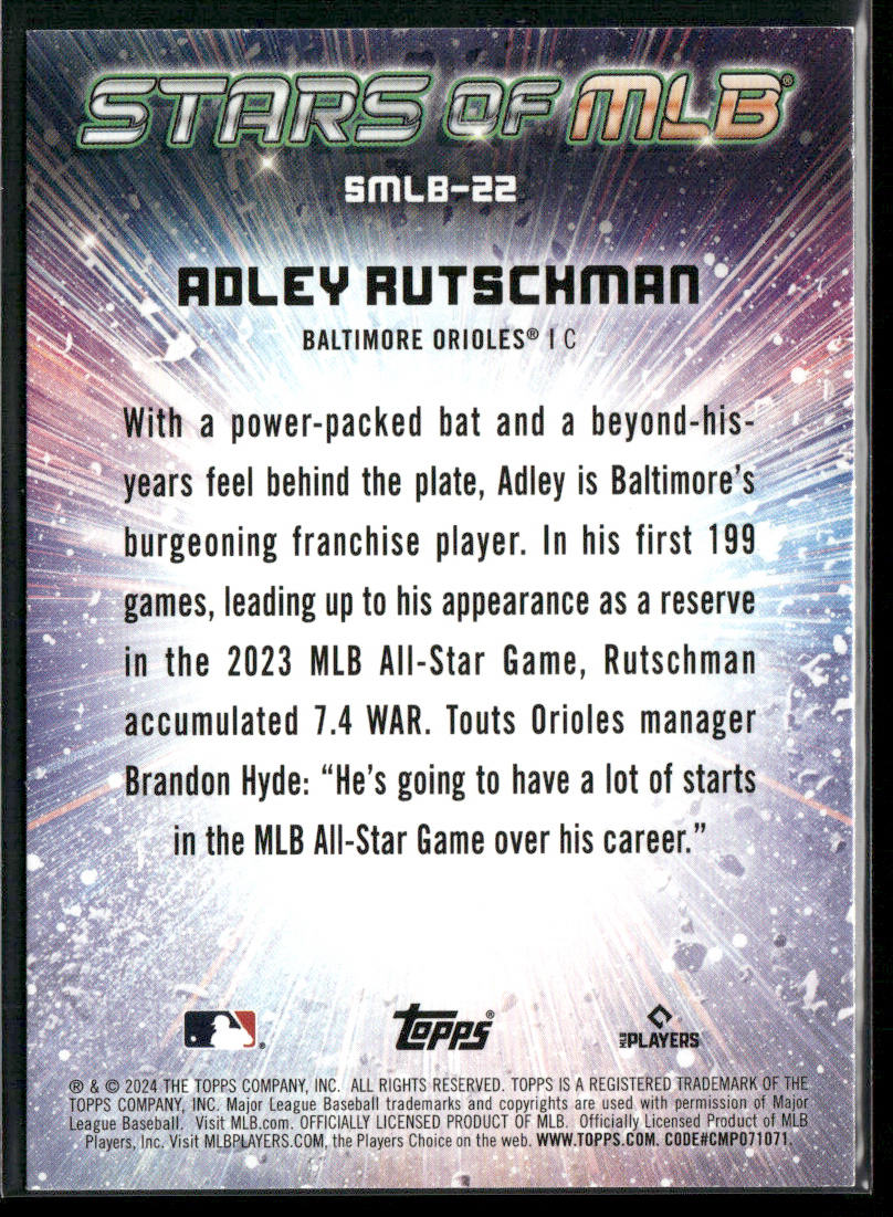 Adley Rutschman 2024 Topps Stars of MLB Chrome #CSMLB-22 Baltimore Orioles