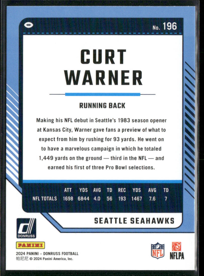 Curt Warner 2024 Donruss #196 Seattle Seahawks back