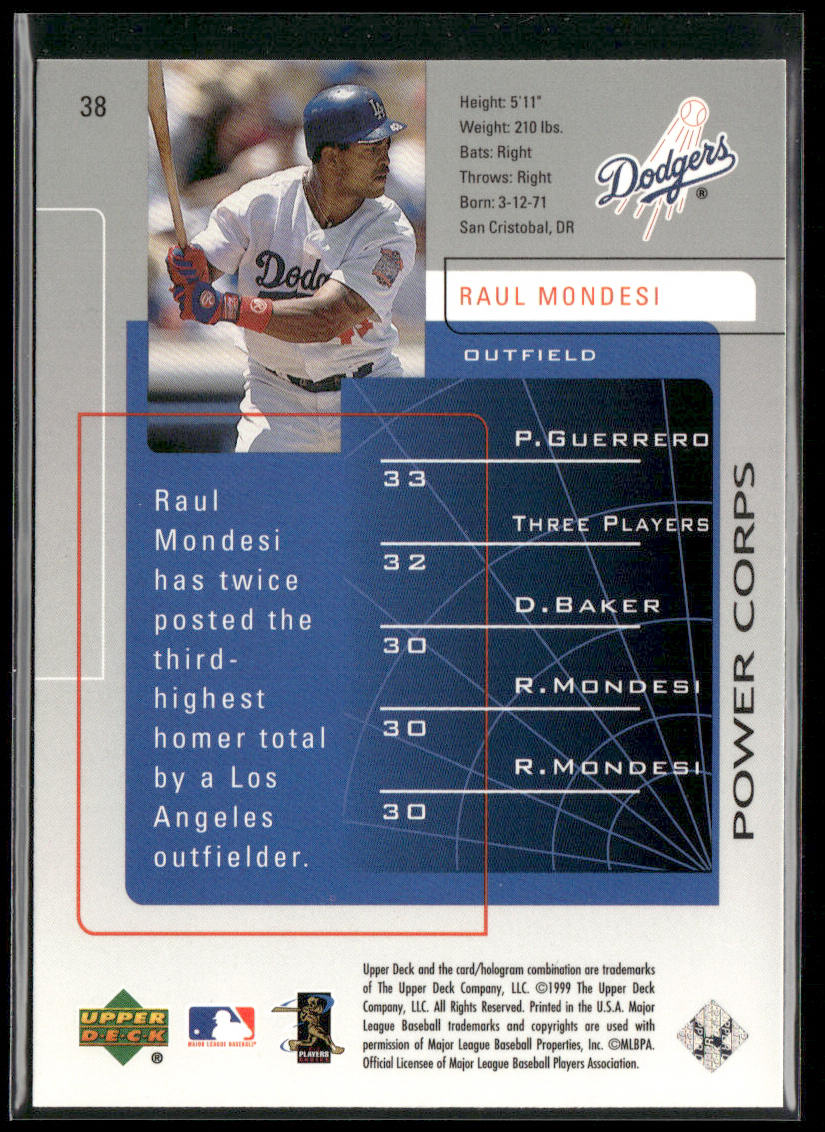 Raul Mondesi 1999 Upper Deck Challengers for 70 #38 Los Angeles Dodgers