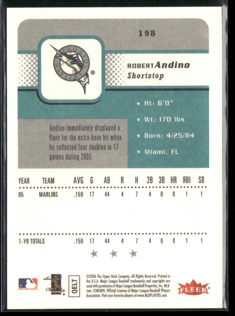 Robert Andino 2006 Fleer #198 RC Florida Marlins