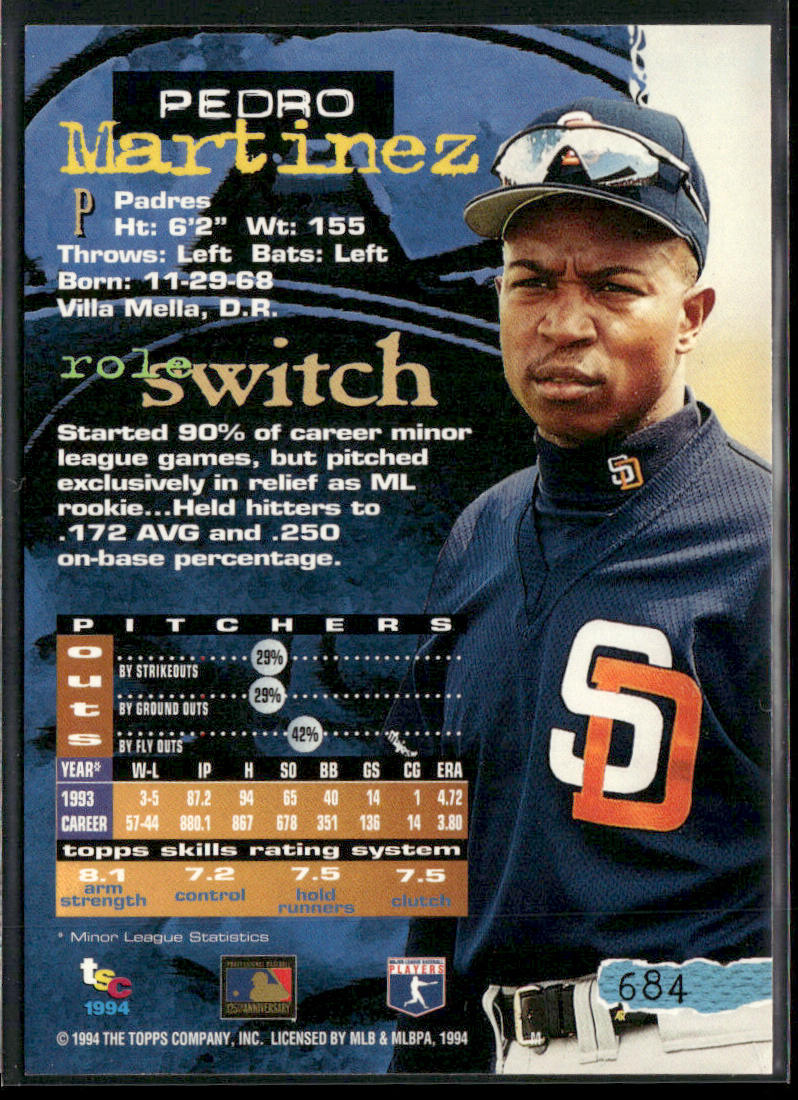 Pedro Martinez 1994 Stadium Club #684 RC San Diego Padres