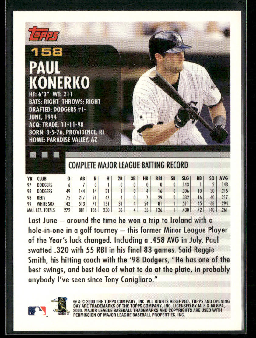 Paul Konerko 2000 Topps Opening Day #158 Chicago White Sox