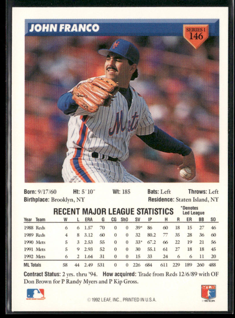 John Franco 1993 Donruss #146 New York Mets