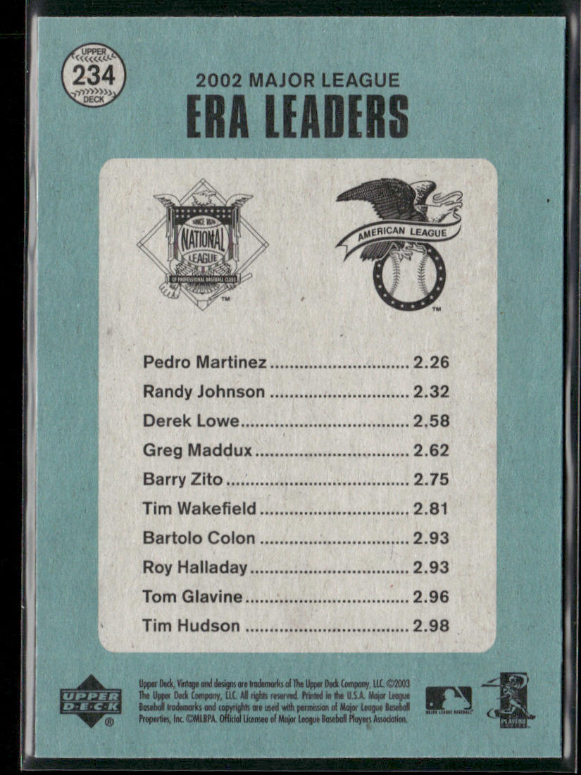 Pedro Martinez / Randy Johnson / Derek Lowe 2003 Upper Deck Vintage #234