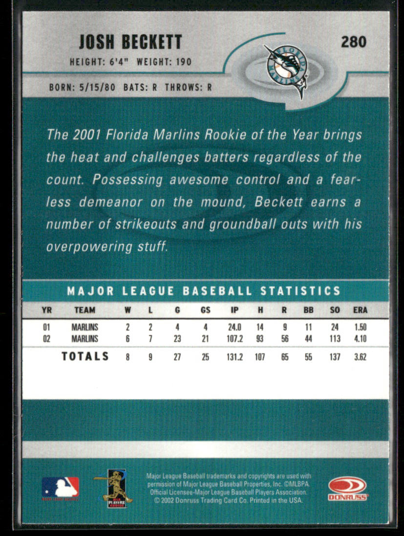 Josh Beckett 2003 Donruss #280 Florida Marlins