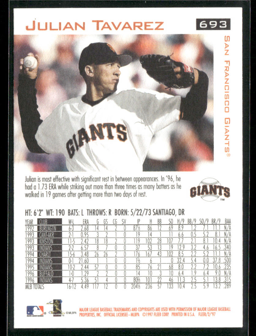 Julian Tavarez 1997 Fleer #693 San Francisco Giants