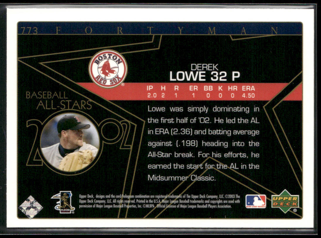 Derek Lowe 2003 Upper Deck 40-Man #773 Boston Red Sox
