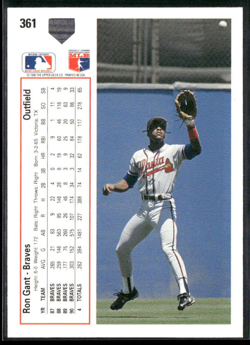 Ron Gant 1991 Upper Deck #361b Atlanta Braves