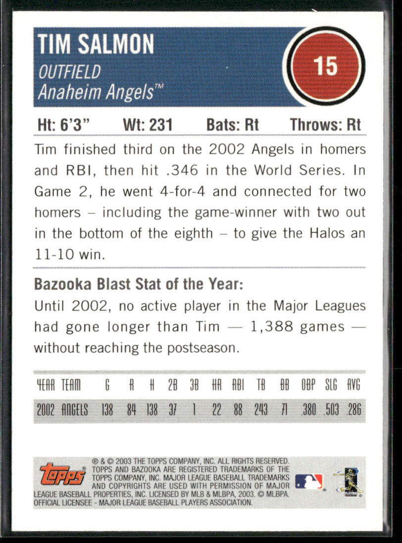 Tim Salmon 2003 Bazooka #15 Anaheim Angels
