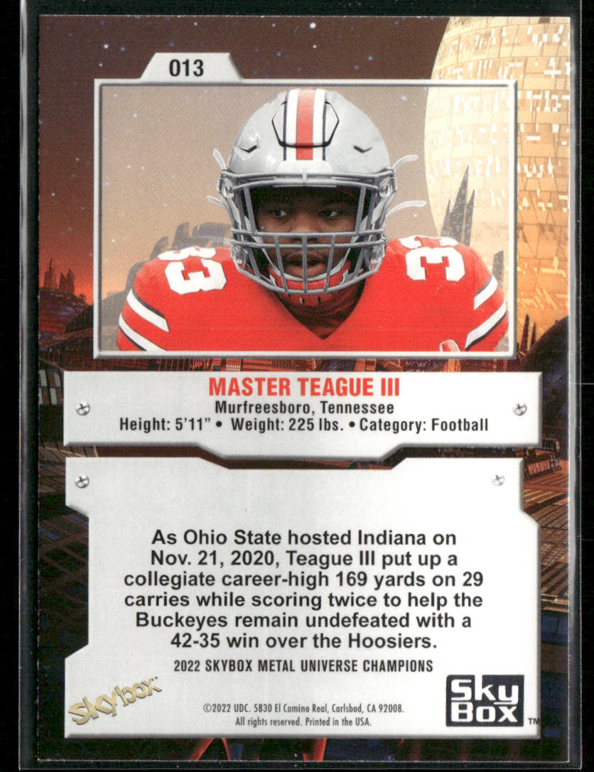 Master Teague 2022 SkyBox Metal Universe Champions #013