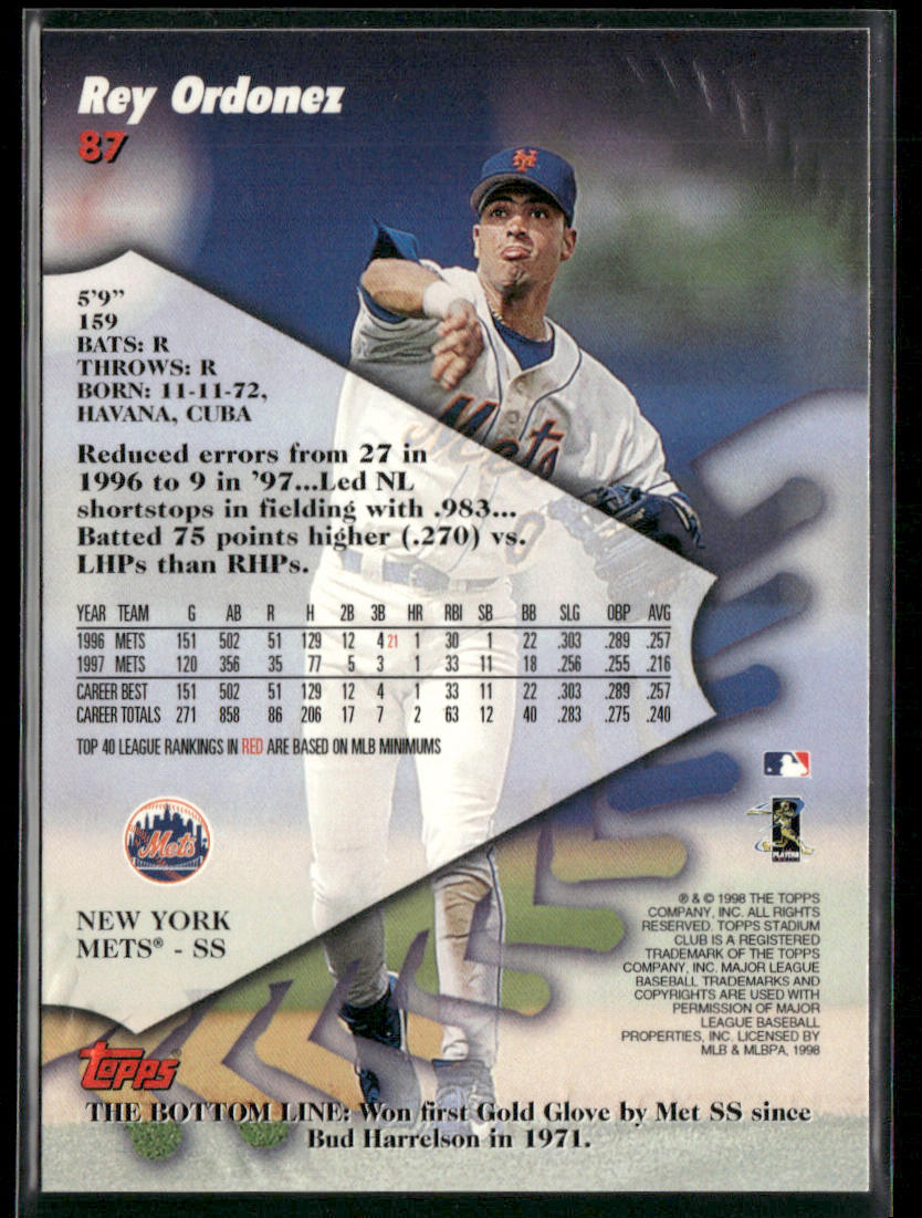 Rey Ordonez 1998 Stadium Club #87 New York Mets