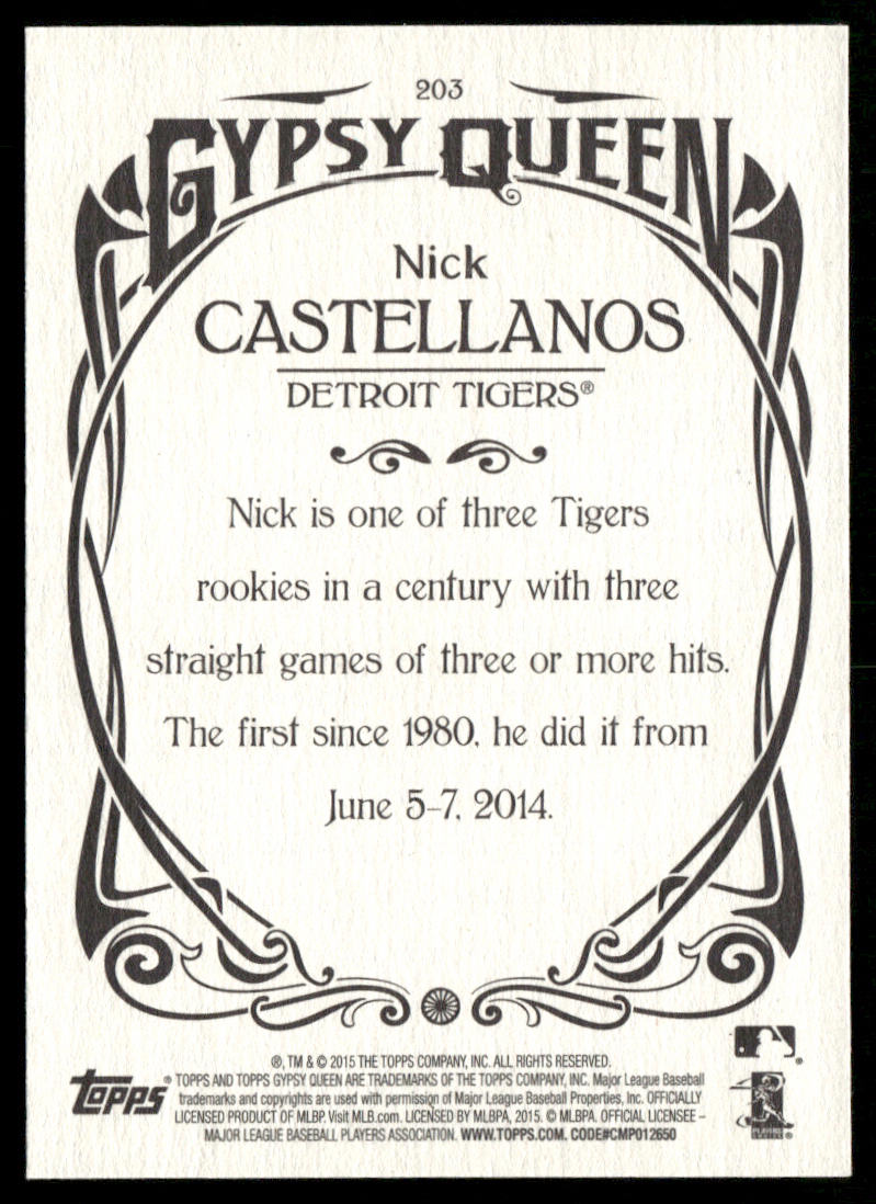 Nick Castellanos 2015 Topps Gypsy Queen #203 Detroit Tigers