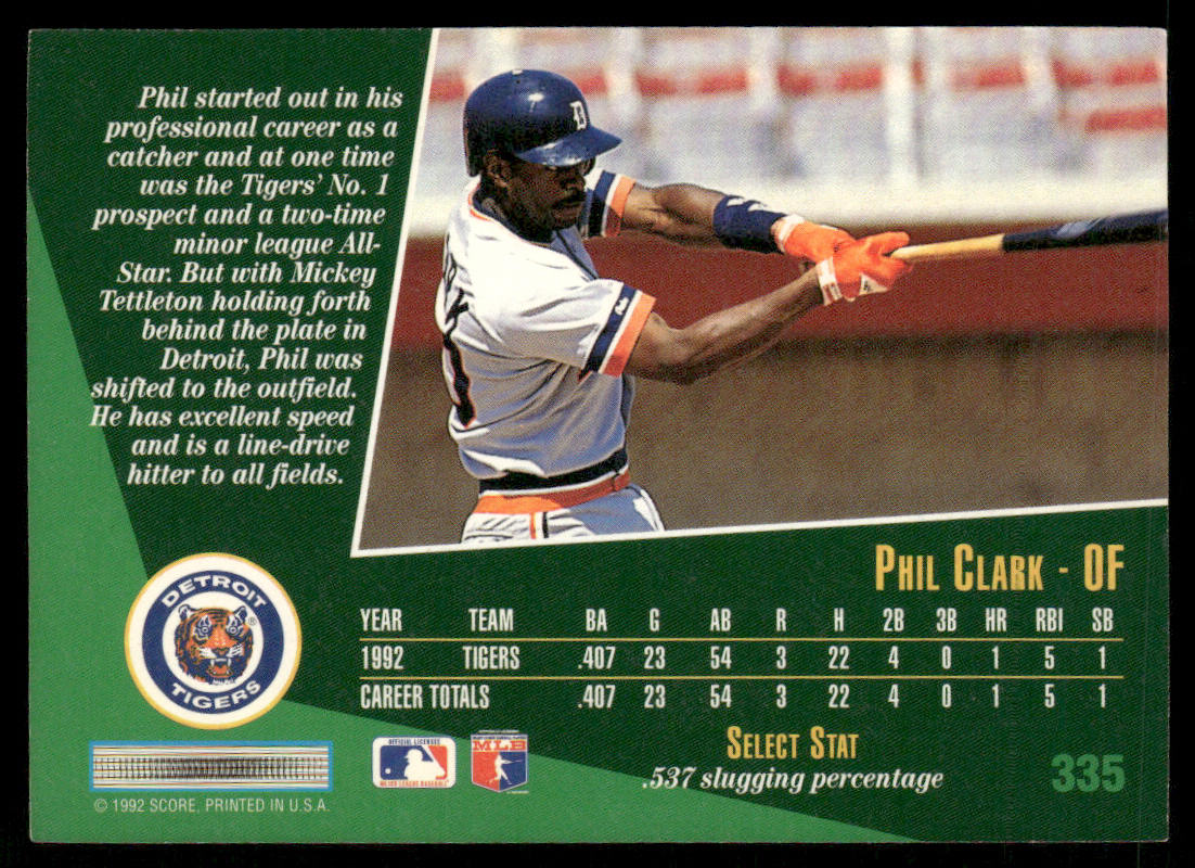 Phil Clark 1993 Select #335 Detroit Tigers