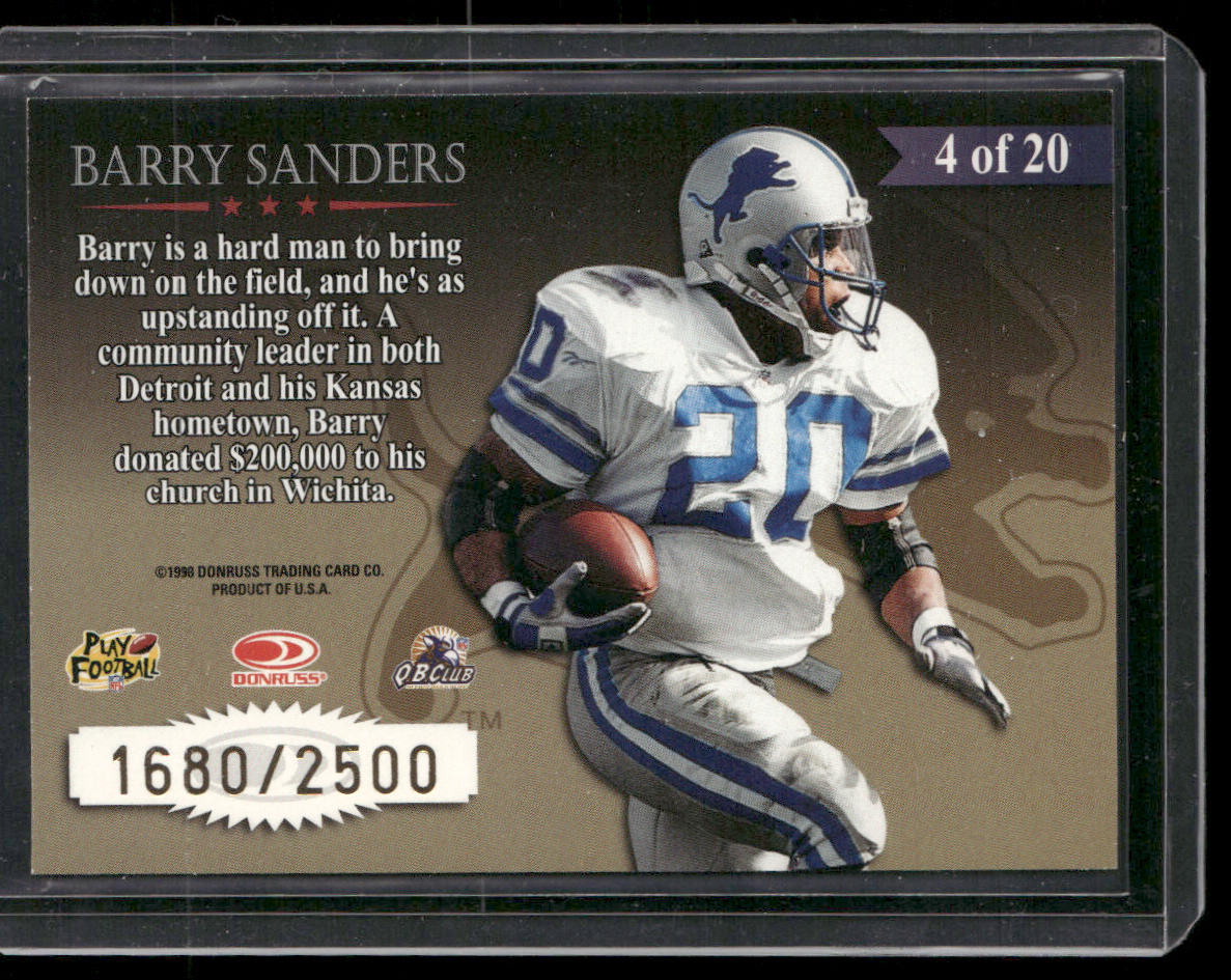 Barry Sanders 1998 Leaf Rookies & Stars Great American Heroes #4 SN Lions