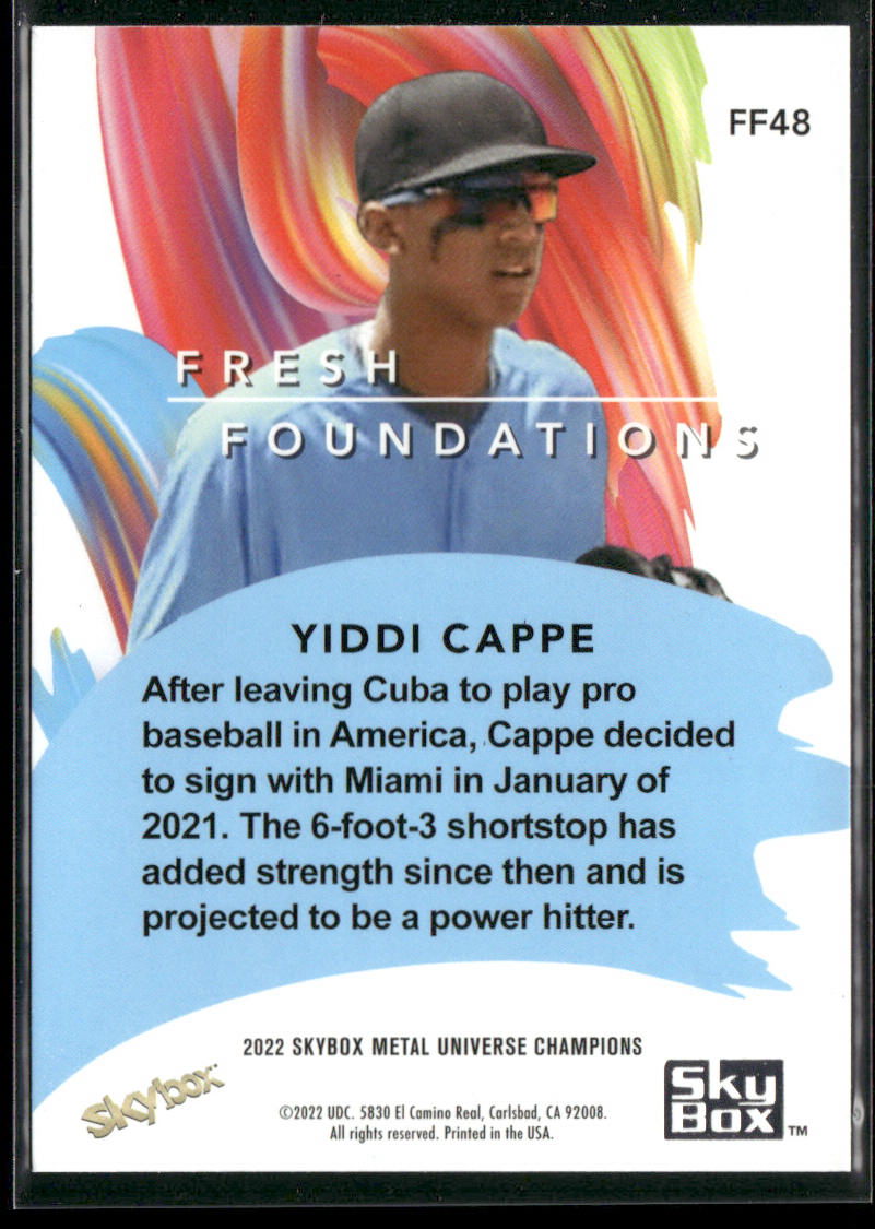Yiddi Cappe 2022 SkyBox Metal Universe Champions Fresh Foundations #FF48