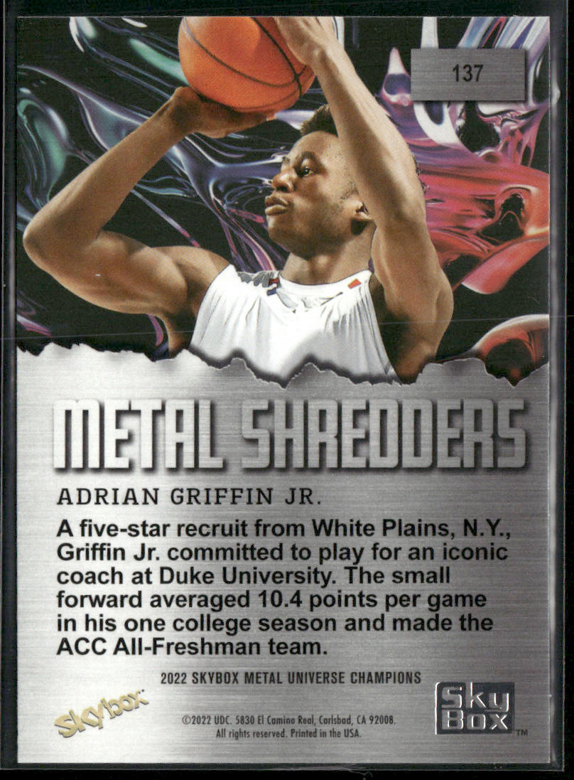Adrian Griffin Jr. 2022 SkyBox Metal Universe Champions Aqua #137