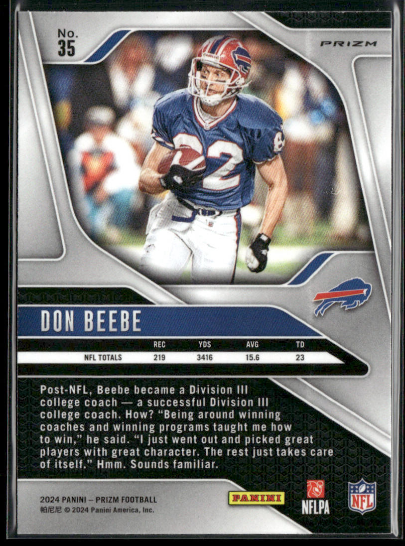 Don Beebe 2024 Panini Prizm Green Wave #35 Buffalo Bills