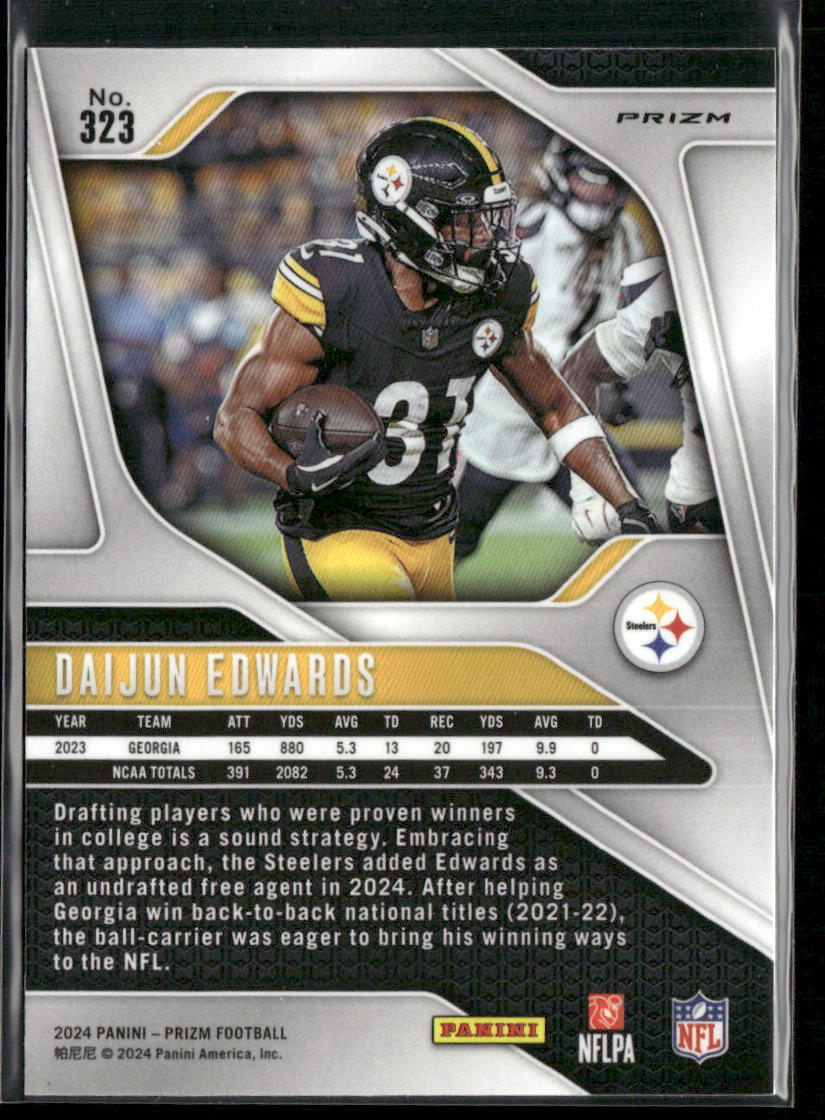 Daijun Edwards 2024 Panini Prizm Red White and Blue #323 RC Pittsburgh Steelers