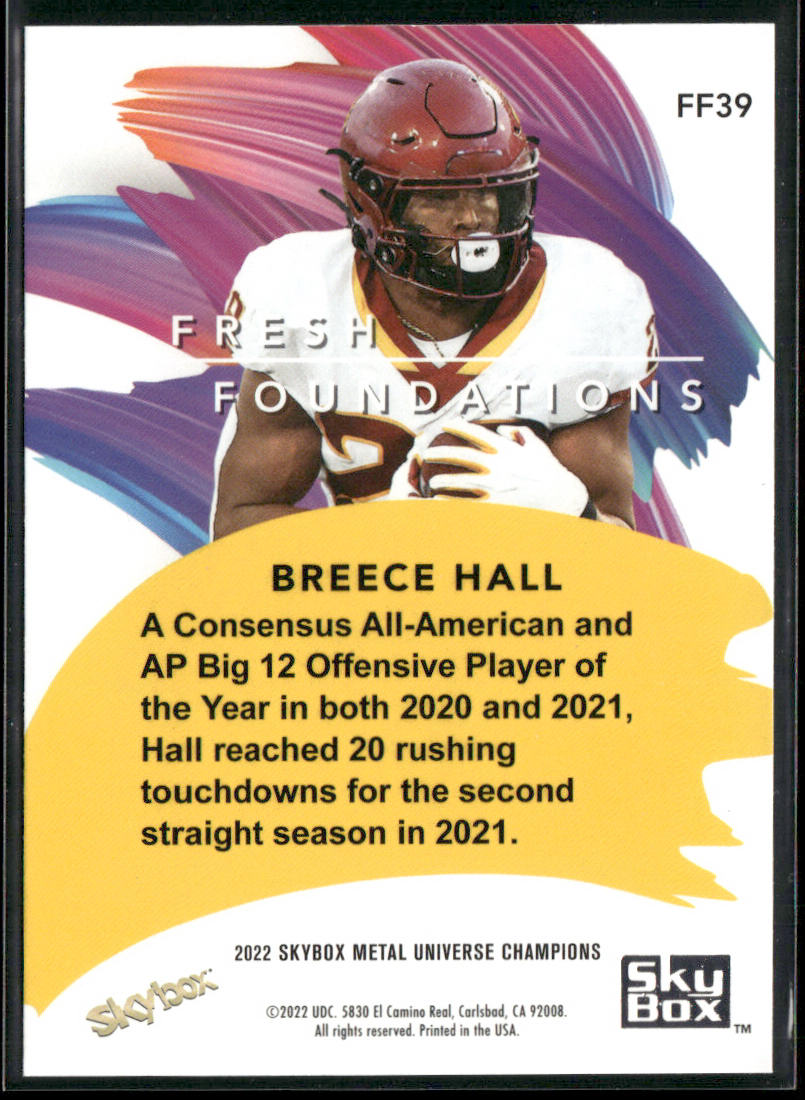 Breece Hall 2022 SkyBox Metal Universe Champions Fresh Foundations Aqua #FF39