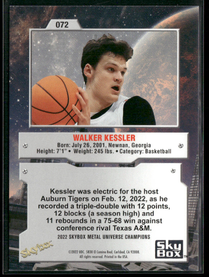 Walker Kessler 2022 SkyBox Metal Universe Champions Aqua #072