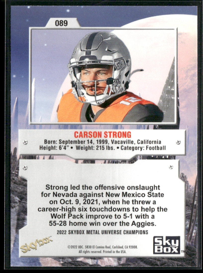 Carson Strong 2022 SkyBox Metal Universe Champions #089