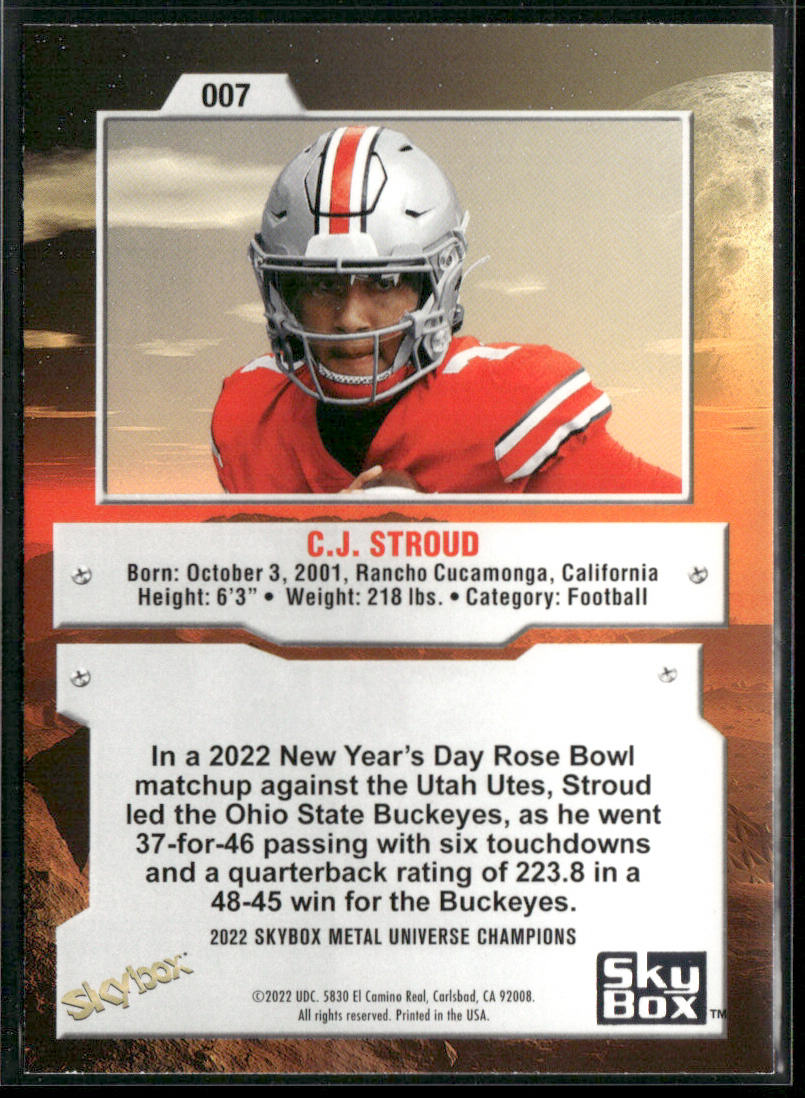 C.J. Stroud 2022 SkyBox Metal Universe Champions #007