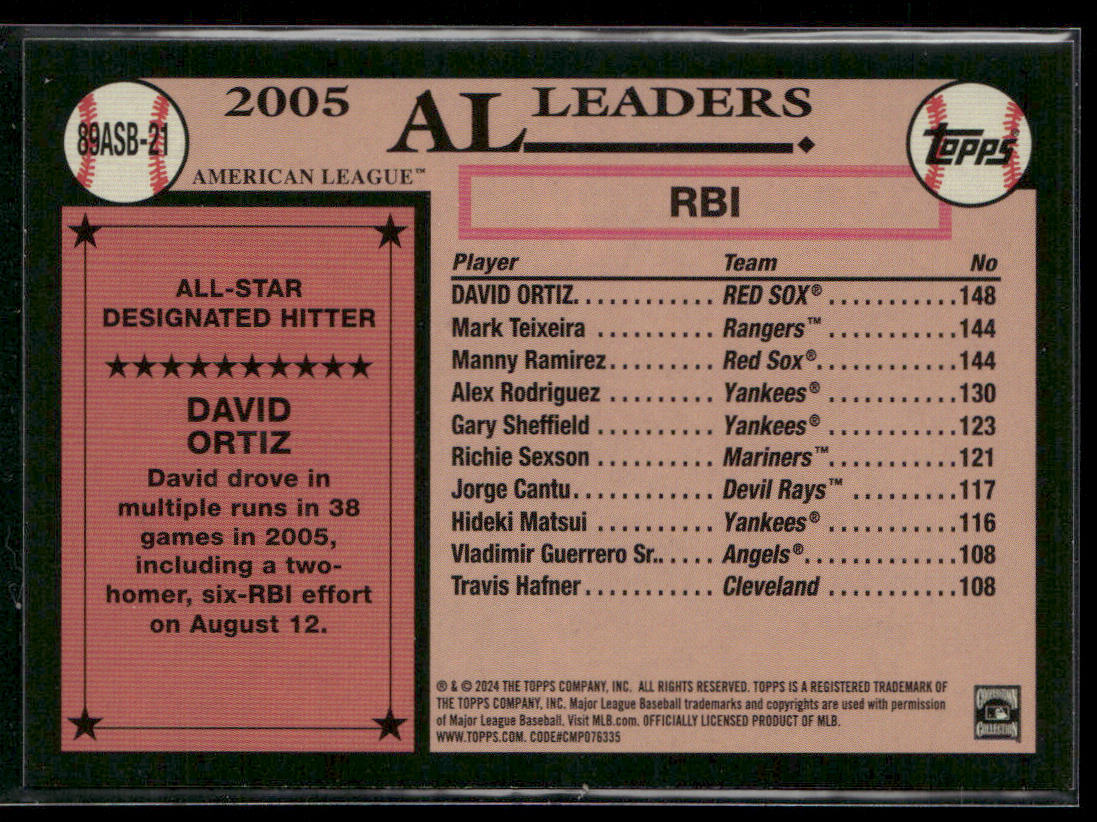 David Ortiz 2024 Topps 1989 Topps Baseball 35th Anniversary All-Stars #89ASB-21