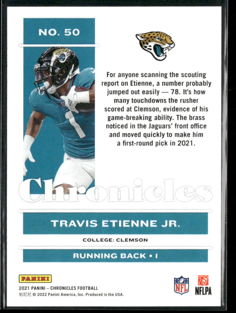 Travis Etienne Jr. 2021 Panini Chronicles #50 RC Jacksonville Jaguars