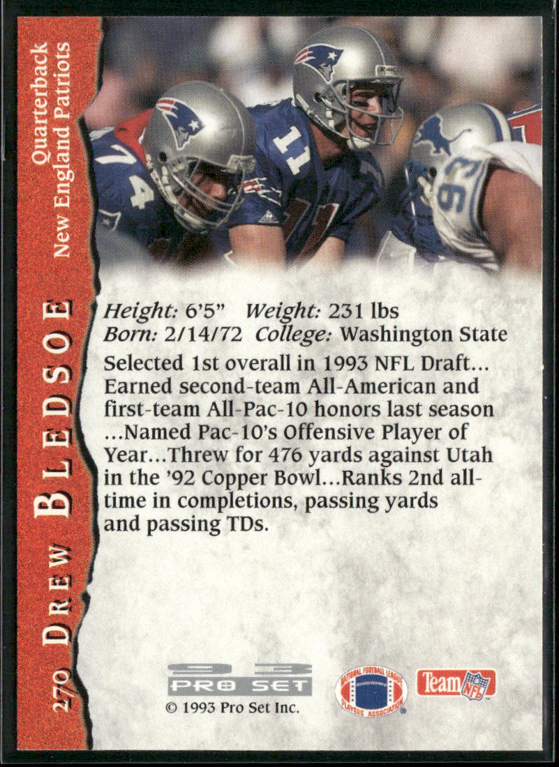 Drew Bledsoe 1993 Pro Set #270 RC New England Patriots back