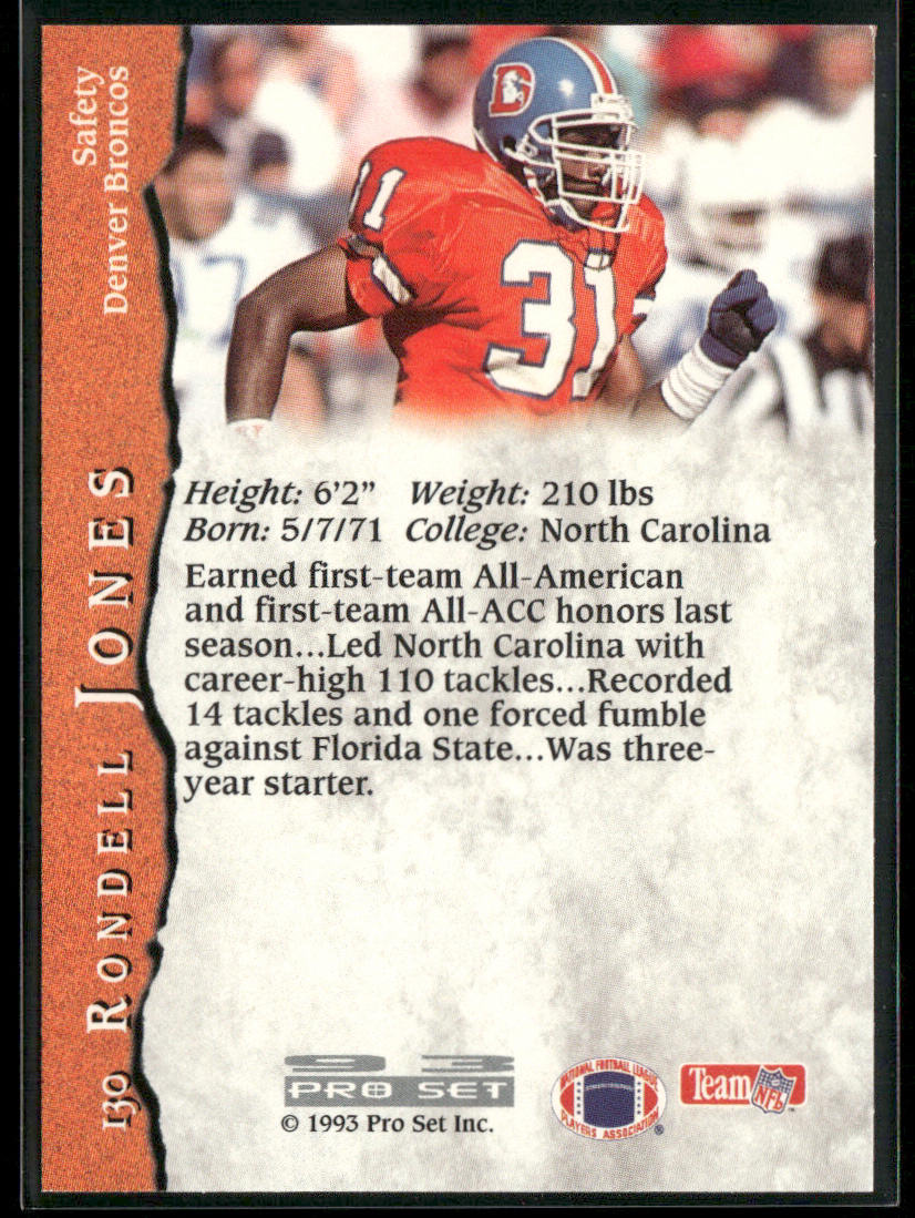 Rondell Jones 1993 Pro Set #130 RC Denver Broncos back
