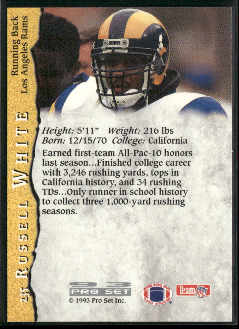 Russell White 1993 Pro Set #235 RC Los Angeles Rams